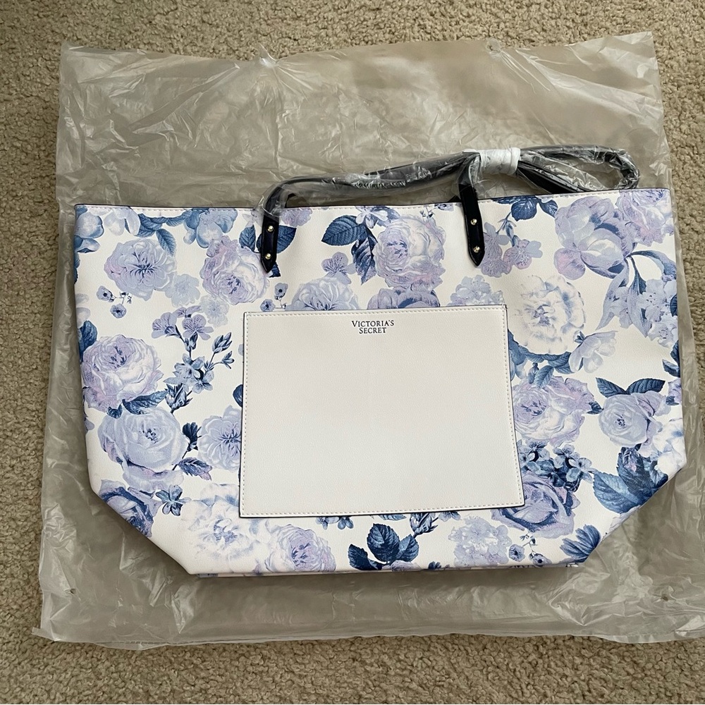 Blue and white victoria secret tote